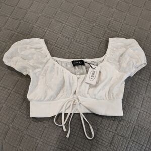 Cider Puff Sleeve Lace Top